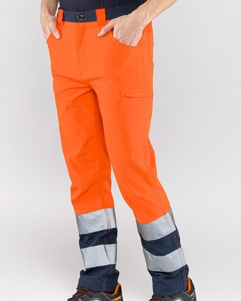 Pantalone SOCIM ECOLIGHT alta visibilità elasticizzato sui fianchi colore arancione/blu